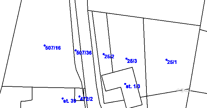 Parcela st. 25/2 v KÚ Tunochody, Katastrální mapa