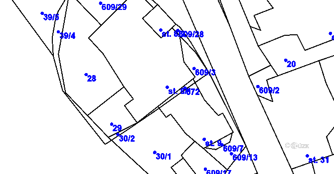 Parcela st. 8/1 v KÚ Tunochody, Katastrální mapa