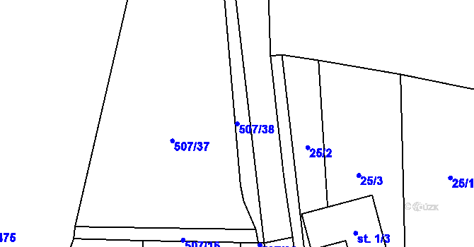 Parcela st. 507/38 v KÚ Tunochody, Katastrální mapa