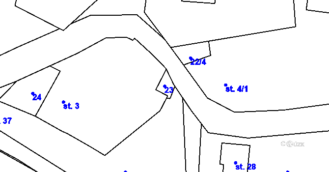 Parcela st. 23 v KÚ Zdeslavice, Katastrální mapa