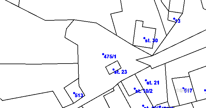 Parcela st. 475/1 v KÚ Zdeslavice, Katastrální mapa