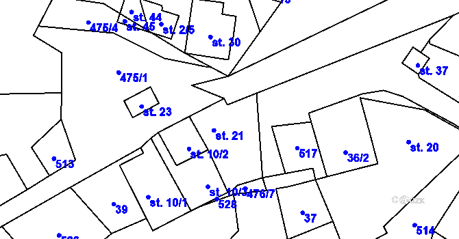 Parcela st. 475/2 v KÚ Zdeslavice, Katastrální mapa