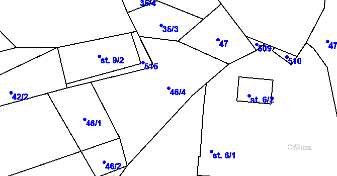 Parcela st. 46/4 v KÚ Zdeslavice, Katastrální mapa
