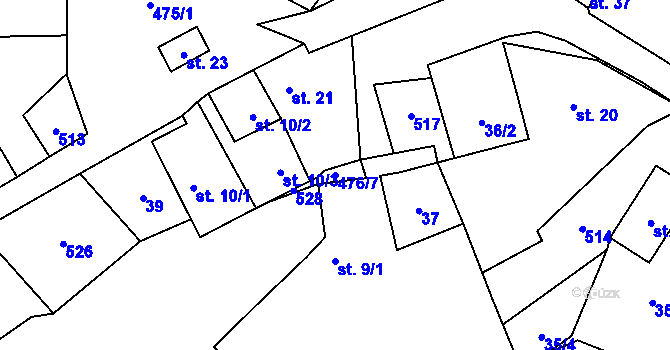 Parcela st. 476/7 v KÚ Zdeslavice, Katastrální mapa