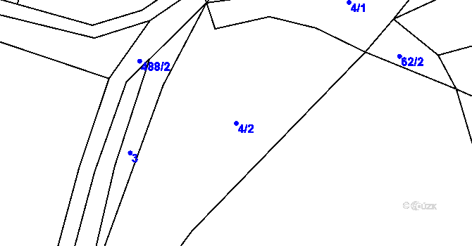 Parcela st. 4/2 v KÚ Zdeslavice, Katastrální mapa