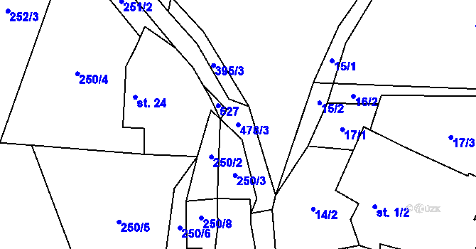 Parcela st. 478/3 v KÚ Zdeslavice, Katastrální mapa