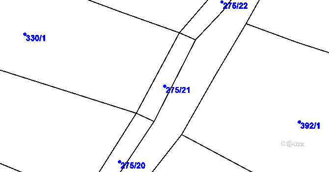 Parcela st. 275/21 v KÚ Číhovice, Katastrální mapa