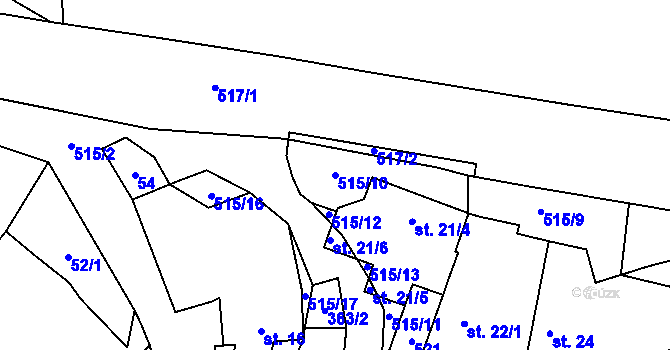 Parcela st. 515/10 v KÚ Číhovice, Katastrální mapa