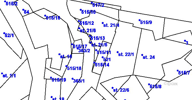 Parcela st. 515/11 v KÚ Číhovice, Katastrální mapa