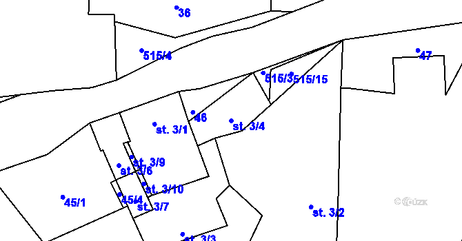 Parcela st. 3/4 v KÚ Číhovice, Katastrální mapa