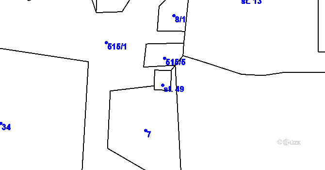 Parcela st. 49 v KÚ Číhovice, Katastrální mapa