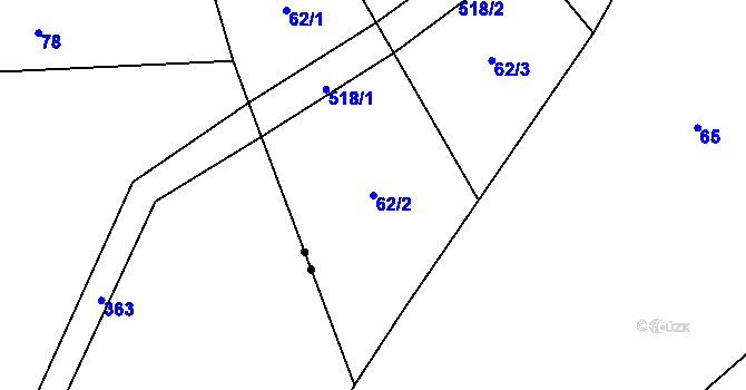 Parcela st. 62/2 v KÚ Číhovice, Katastrální mapa