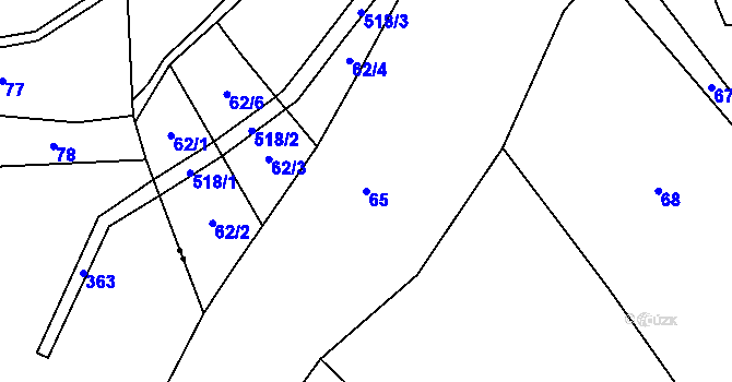 Parcela st. 65 v KÚ Číhovice, Katastrální mapa