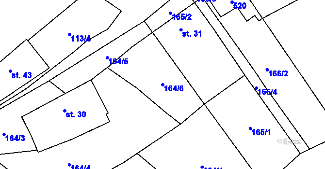 Parcela st. 164/6 v KÚ Číhovice, Katastrální mapa