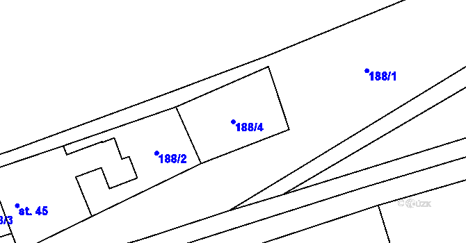 Parcela st. 188/4 v KÚ Číhovice, Katastrální mapa