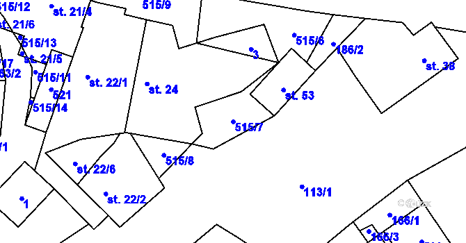 Parcela st. 515/7 v KÚ Číhovice, Katastrální mapa