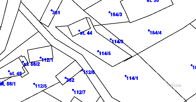 Parcela st. 114/5 v KÚ Číhovice, Katastrální mapa