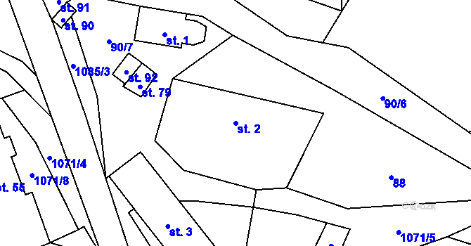 Parcela st. 2 v KÚ Čichalov, Katastrální mapa