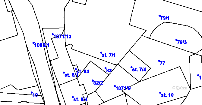 Parcela st. 7/1 v KÚ Čichalov, Katastrální mapa