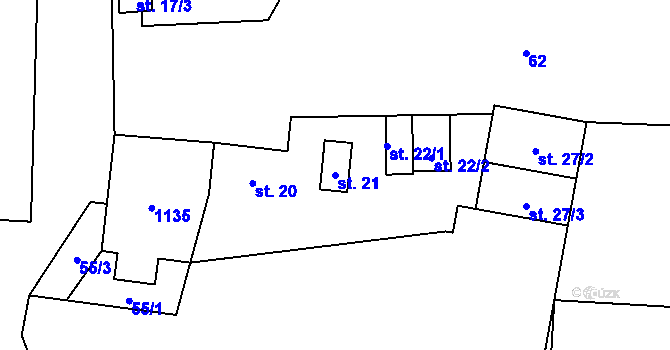 Parcela st. 21 v KÚ Čichalov, Katastrální mapa