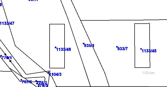 Parcela st. 935/1 v KÚ Čichalov, Katastrální mapa