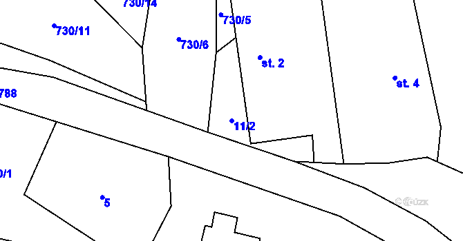 Parcela st. 11/2 v KÚ Štoutov, Katastrální mapa