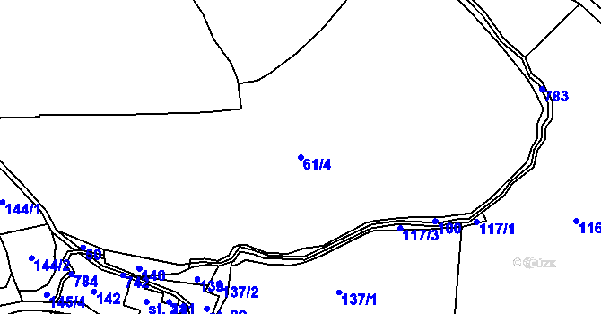 Parcela st. 61/4 v KÚ Štoutov, Katastrální mapa