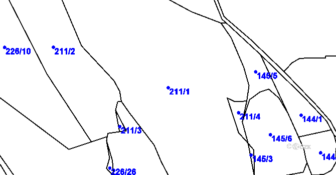 Parcela st. 211/1 v KÚ Štoutov, Katastrální mapa