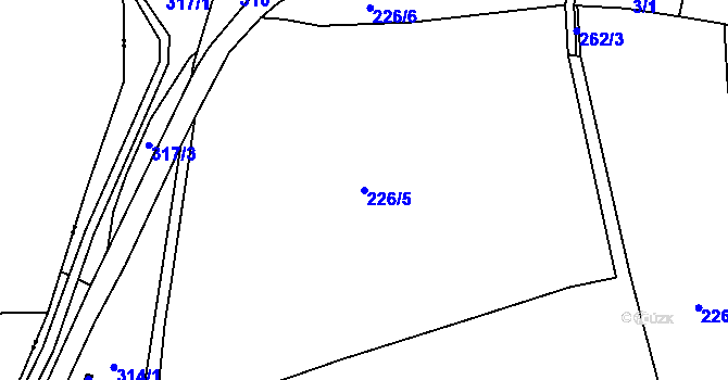 Parcela st. 226/5 v KÚ Štoutov, Katastrální mapa