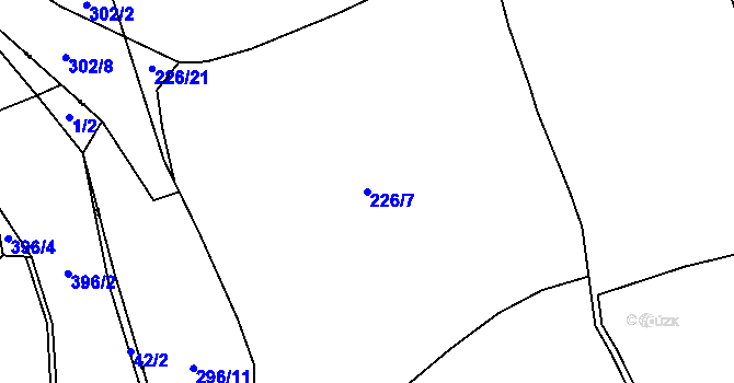 Parcela st. 226/7 v KÚ Štoutov, Katastrální mapa