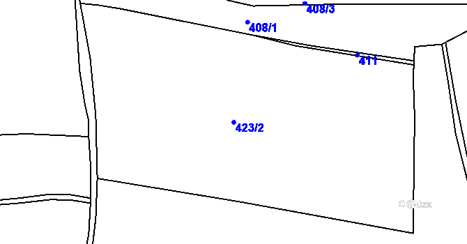 Parcela st. 423/2 v KÚ Štoutov, Katastrální mapa