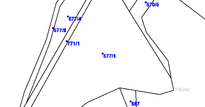Parcela st. 577/1 v KÚ Štoutov, Katastrální mapa