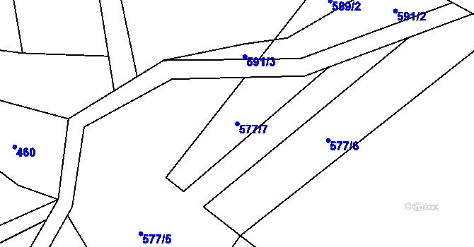 Parcela st. 577/7 v KÚ Štoutov, Katastrální mapa