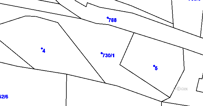 Parcela st. 730/1 v KÚ Štoutov, Katastrální mapa