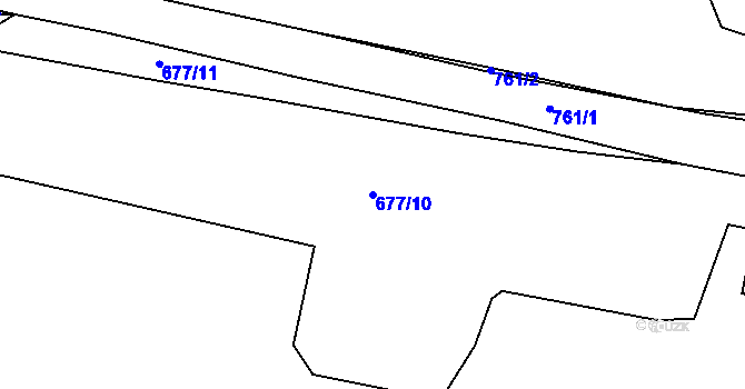 Parcela st. 677/10 v KÚ Štoutov, Katastrální mapa