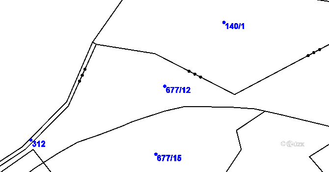 Parcela st. 677/12 v KÚ Štoutov, Katastrální mapa