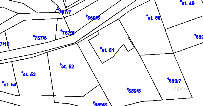 Parcela st. 51 v KÚ Brtnický Číchov, Katastrální mapa