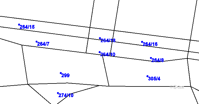 Parcela st. 264/10 v KÚ Brtnický Číchov, Katastrální mapa