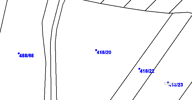 Parcela st. 418/20 v KÚ Brtnický Číchov, Katastrální mapa