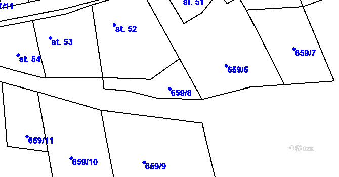 Parcela st. 659/8 v KÚ Brtnický Číchov, Katastrální mapa