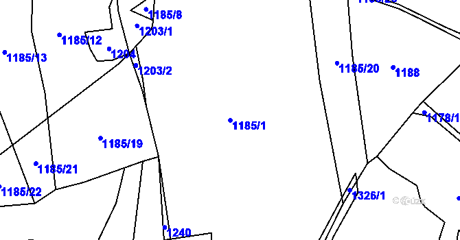 Parcela st. 1185/1 v KÚ Brtnický Číchov, Katastrální mapa