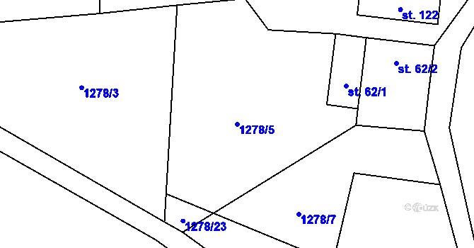 Parcela st. 1278/5 v KÚ Brtnický Číchov, Katastrální mapa