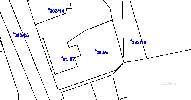 Parcela st. 383/6 v KÚ Třebíčský Číchov, Katastrální mapa