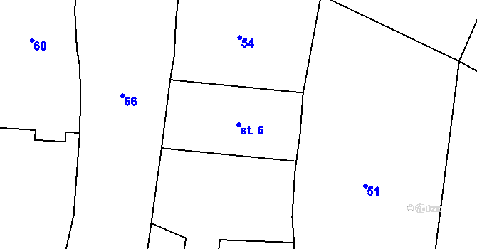 Parcela st. 6 v KÚ Čikov, Katastrální mapa