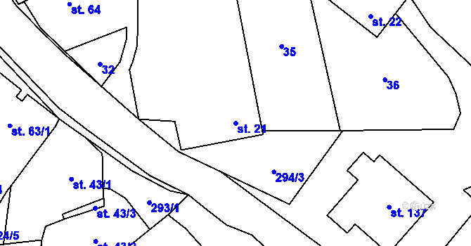 Parcela st. 21 v KÚ Čikov, Katastrální mapa
