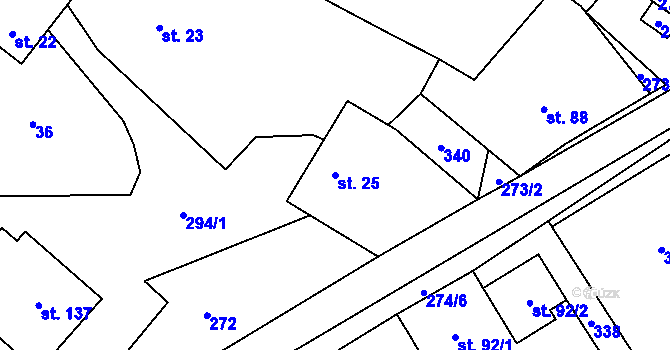 Parcela st. 25 v KÚ Čikov, Katastrální mapa