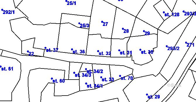 Parcela st. 32 v KÚ Čikov, Katastrální mapa