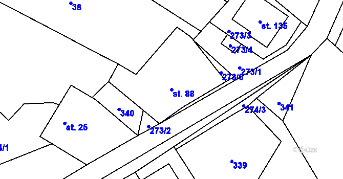 Parcela st. 88 v KÚ Čikov, Katastrální mapa
