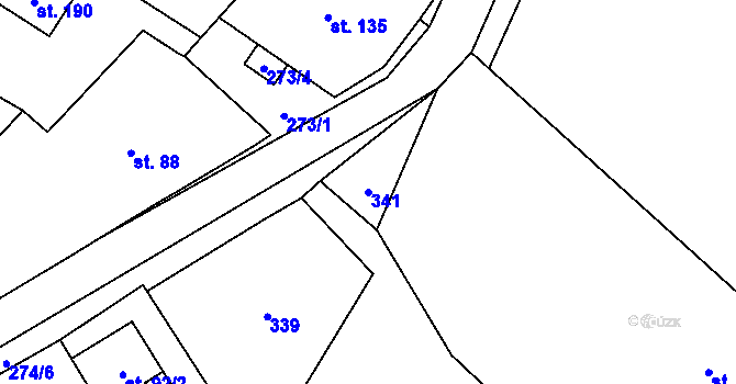 Parcela st. 341 v KÚ Čikov, Katastrální mapa