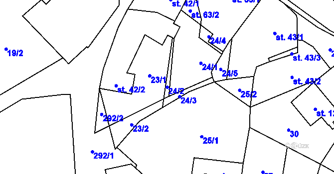 Parcela st. 24/2 v KÚ Čikov, Katastrální mapa